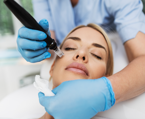 model getting microneedling