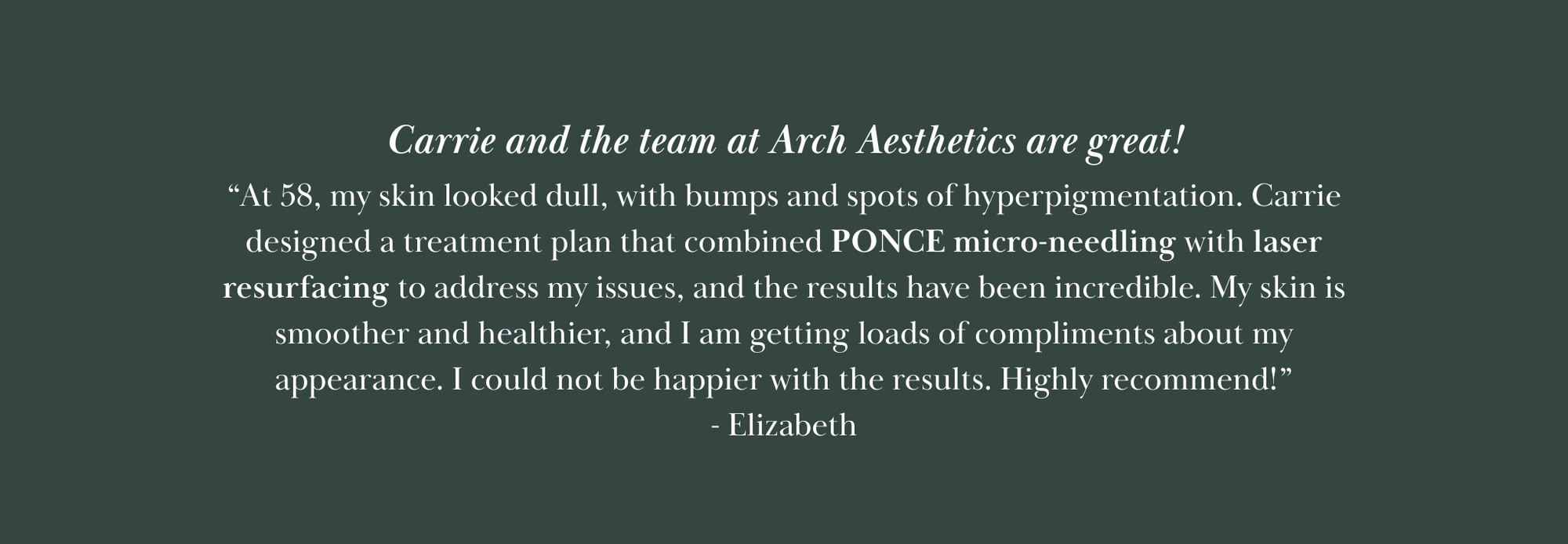 Text review of Arch Aesthetics treatment plan on a dark background